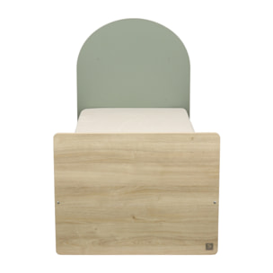 Lit junior 90x190 - décor bois chêne sépia - tête de lit forme arche