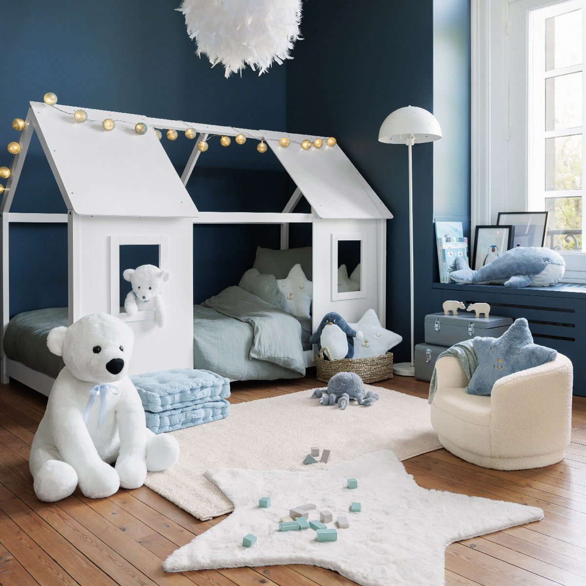 Lampadaire enfant "Champignon" - métal et cuivre - blanc - H150 cm