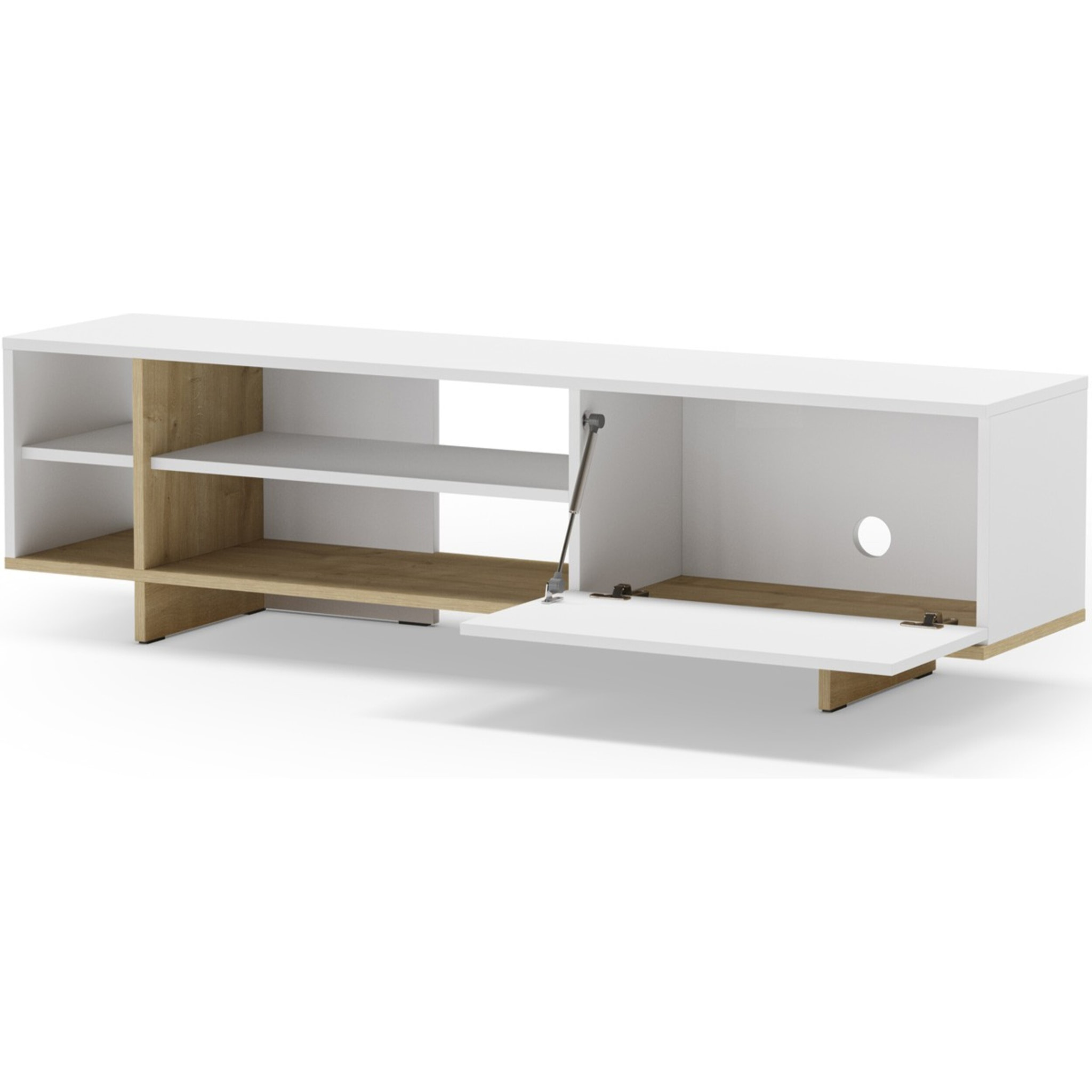 Meuble Tv 1 porte et décor chêne - ALICIA