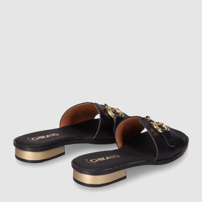 Sandalias de Piel - Negro - Tacón: 2 cm