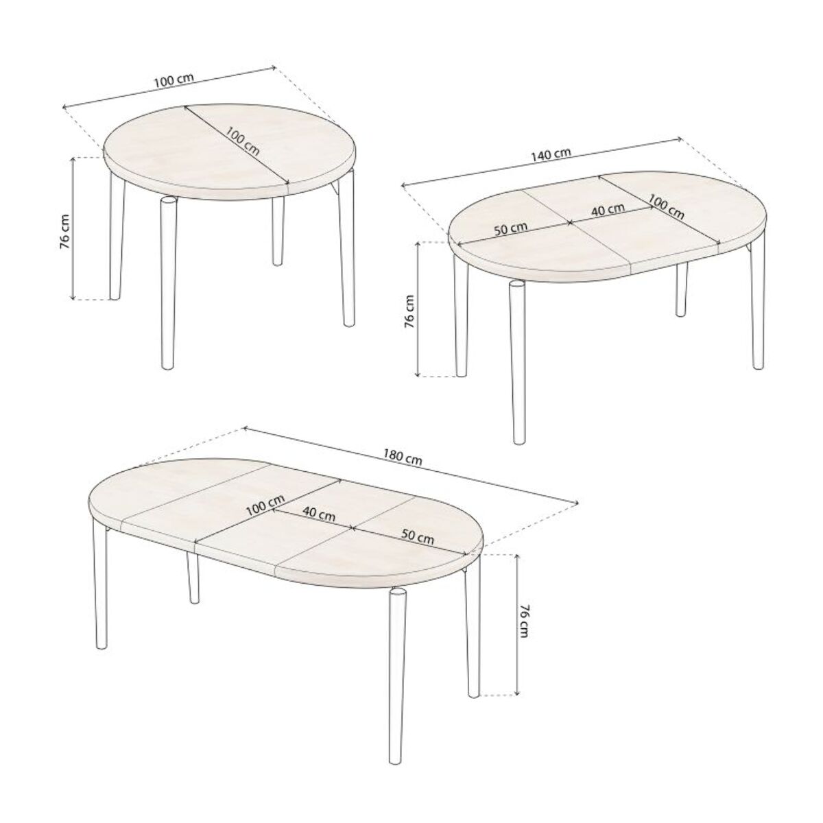 Mesa redonda extensible Padma Blanco - Roble
