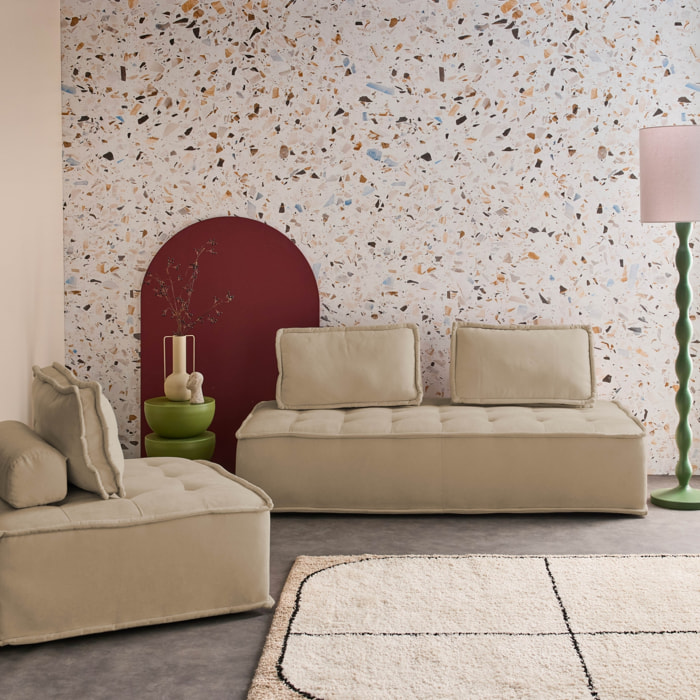 Ensemble chauffeuses DAO pour canapé modulable en tissu capitonné 3 places beige