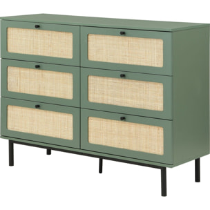 Commode 6 tiroirs en cannage - LUMA