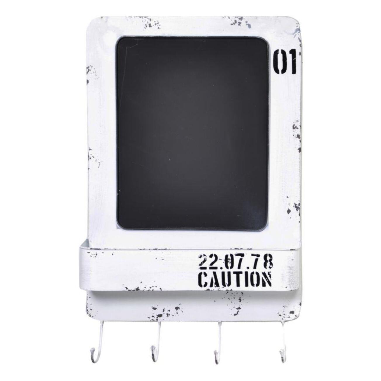 Lavagna in metallo bristol bianco con mensola e appendino 4 posti cm35x57,5x7