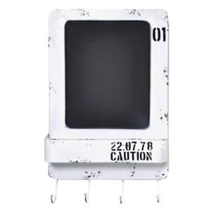 Lavagna in metallo bristol bianco con mensola e appendino 4 posti cm35x57,5x7