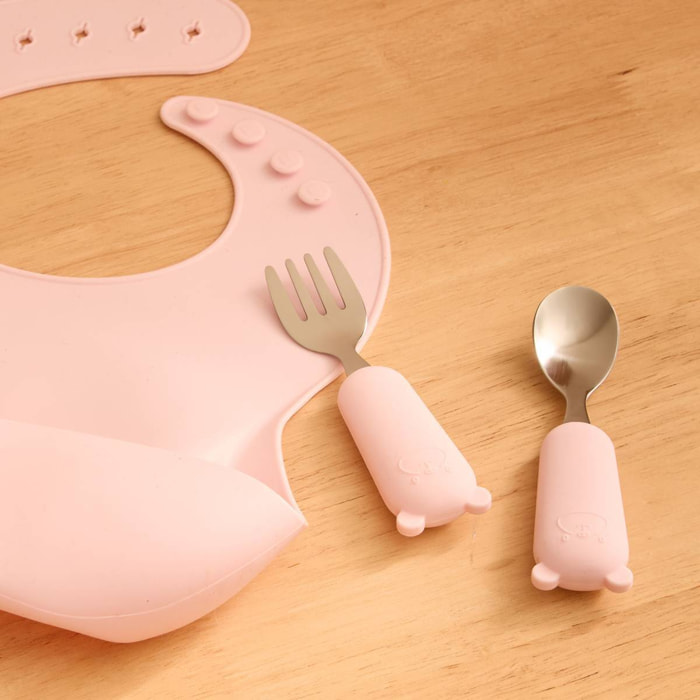 Set couverts cuillère et fourchette Yum l.16,5cm rose