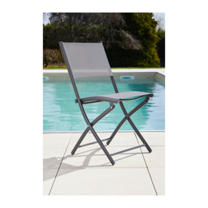 Ensemble table et chaises de jardin - 4 places - Gris Anthracite - CHANTILLY DIVINE