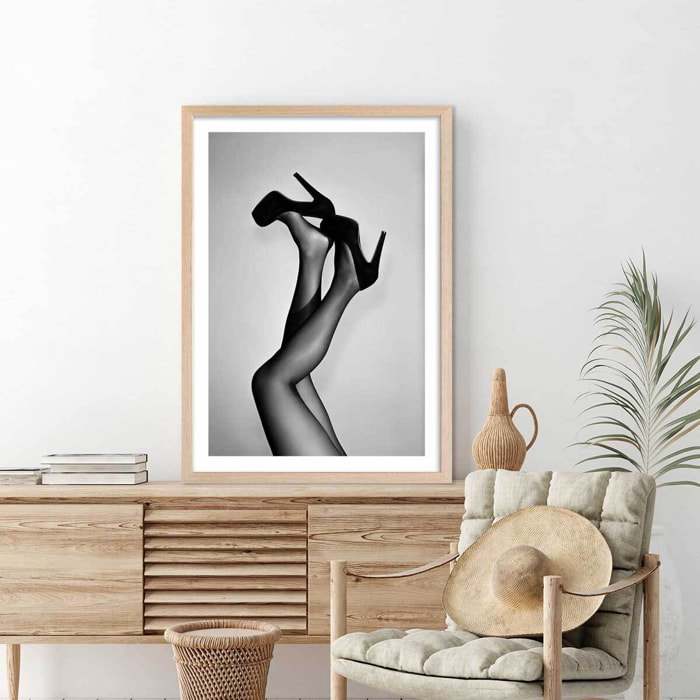 Affiche photographie talons de velours Affiche + cadre en bois - Chêne