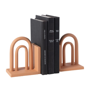 J-Line Set De 2 Serre-Livres Koli Fer Brun/Naturel