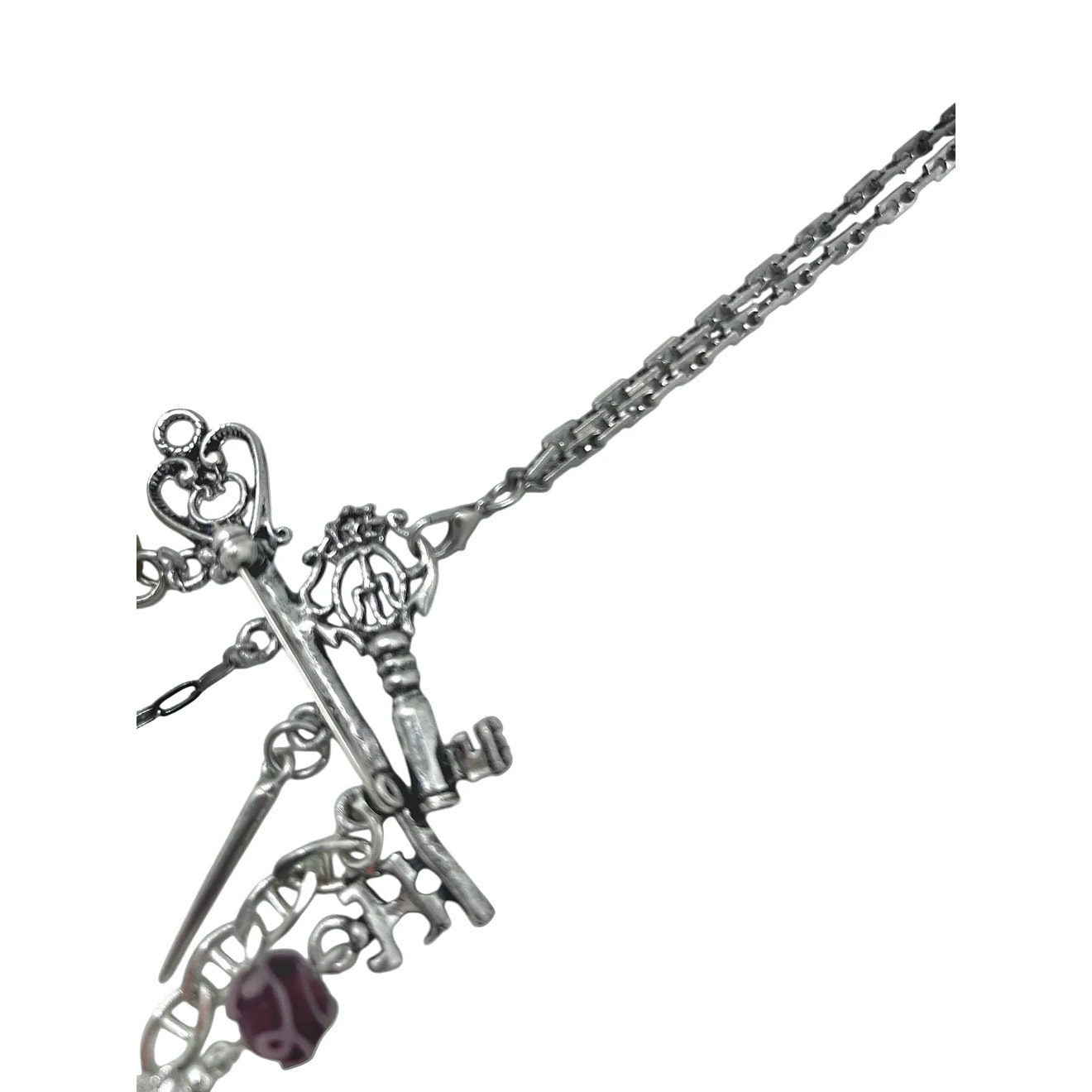 Collar largo Key Club charms pendant en plata chapado 10µ