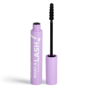 What A Lash, Máscara Extra Volumen + Propiedades de Sérum, Fortalece tus pestañas con las propiedades Panthenol, Vitamina E y Extractos naturales, Dejando unas pestañas de ensueño con mucho volumen y longitud. 8,5ml