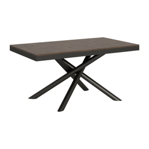 Table extensible 90x160/420 cm Famas Evolution Noyer cadre Anthracite