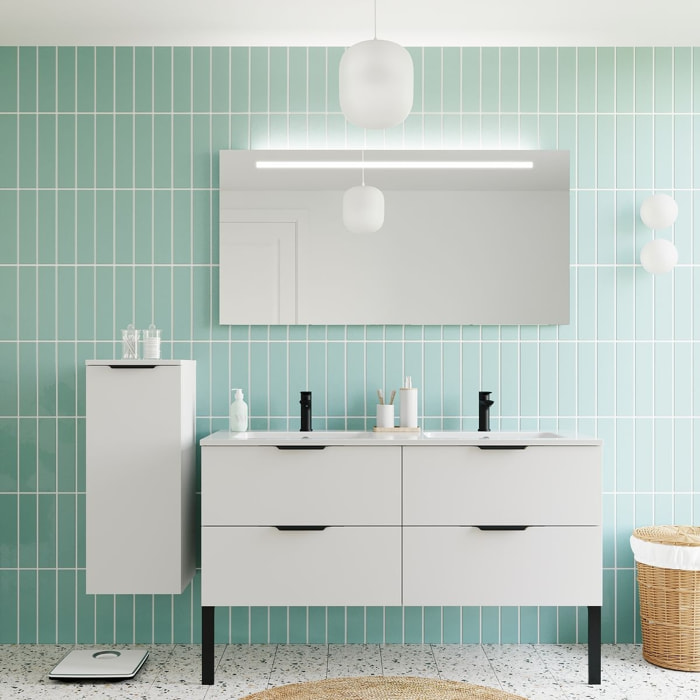 Meuble salle de bain double vasque 4 tiroirs - SOHO