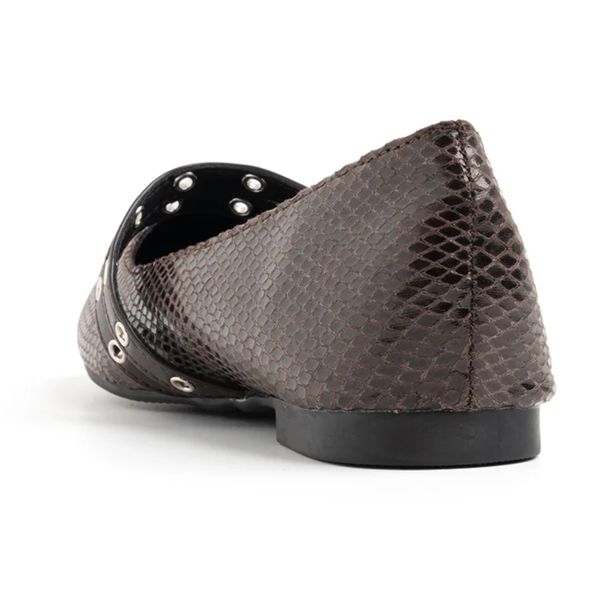 Ballerina a punta con doppia fibbia - MARRONE