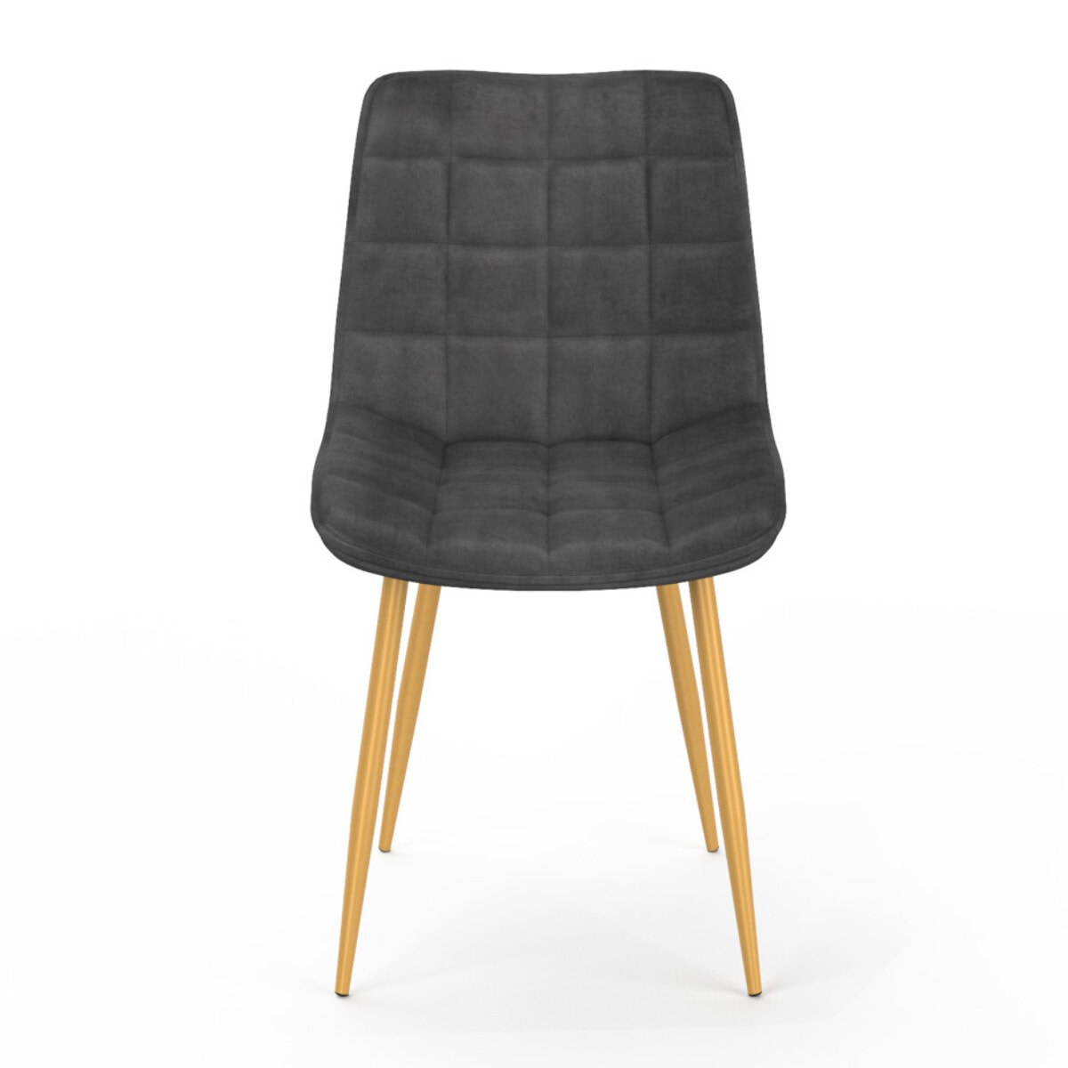 Chaises Melinda en velours mix de couleurs (bleu, gris clair, gris foncé et jaune) et pieds dorés - lot de 4