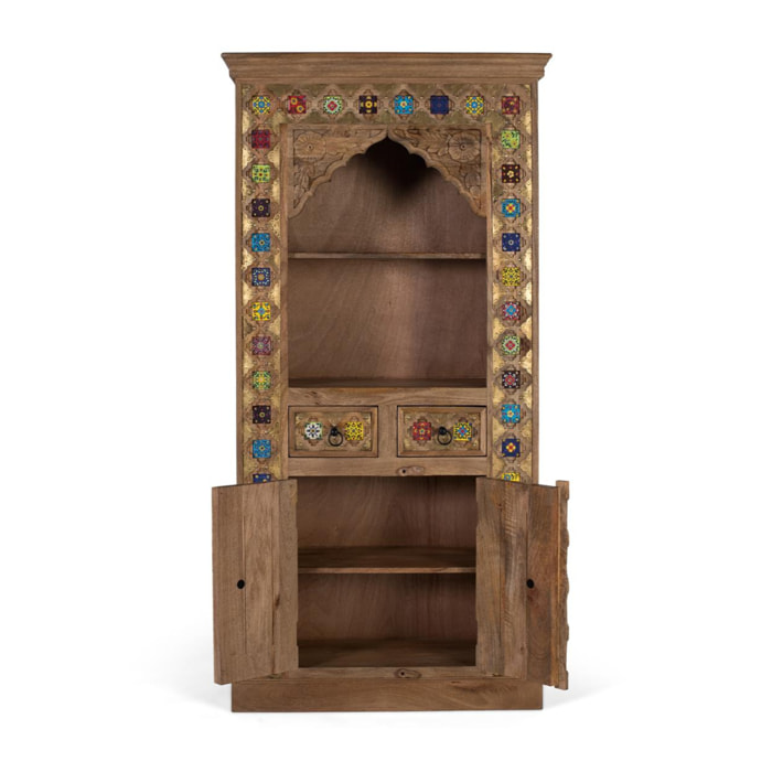 Librería de Madera de Mango 90 Cm Estilo Artesanal Étnico