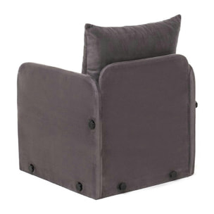 Fauteuil convertible gris velours couchage 200 cm ORURO