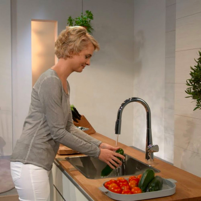 Mitigeur cuisine 200 Talis M51 avec douchette extractible 2 jets, Aspect acier inox