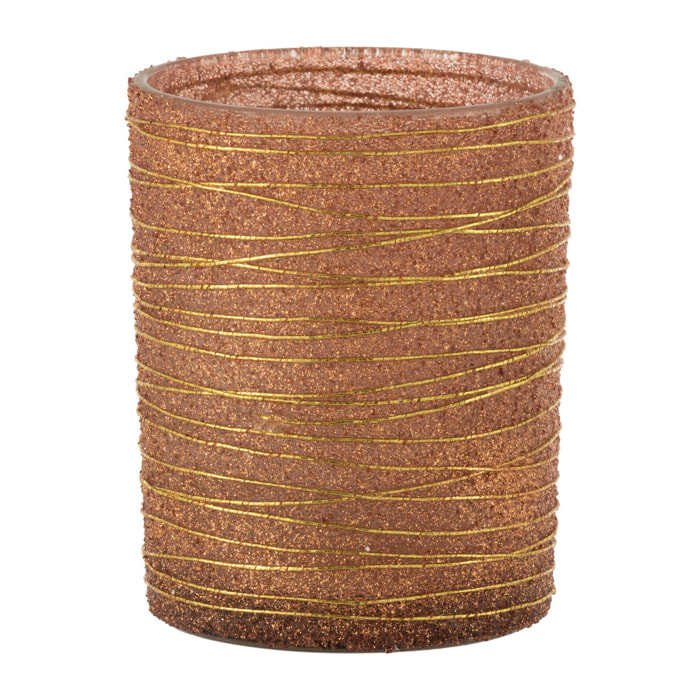 J-Line photophore Lignes Paillettes - verre - or - large - 2 pcs