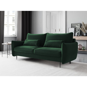 Canapé convertible avec coffre de rangement "Vermont" 3 places en velours vert bouteille
