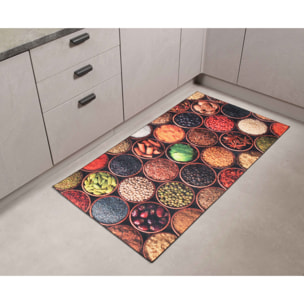 Stampa - tapis de cuisine motif épices antidérapant et lavable en machine à 30°C, multicolore