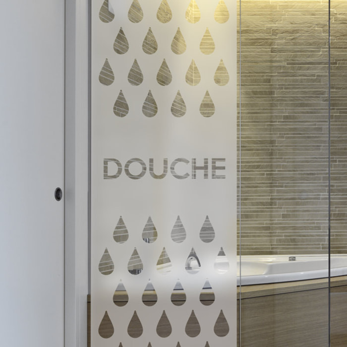 Film Fenêtre Anti Regard Occultant - DOUCHE - Stickers Autocollant Brise-Vue pour Vitre & Porte de Douche