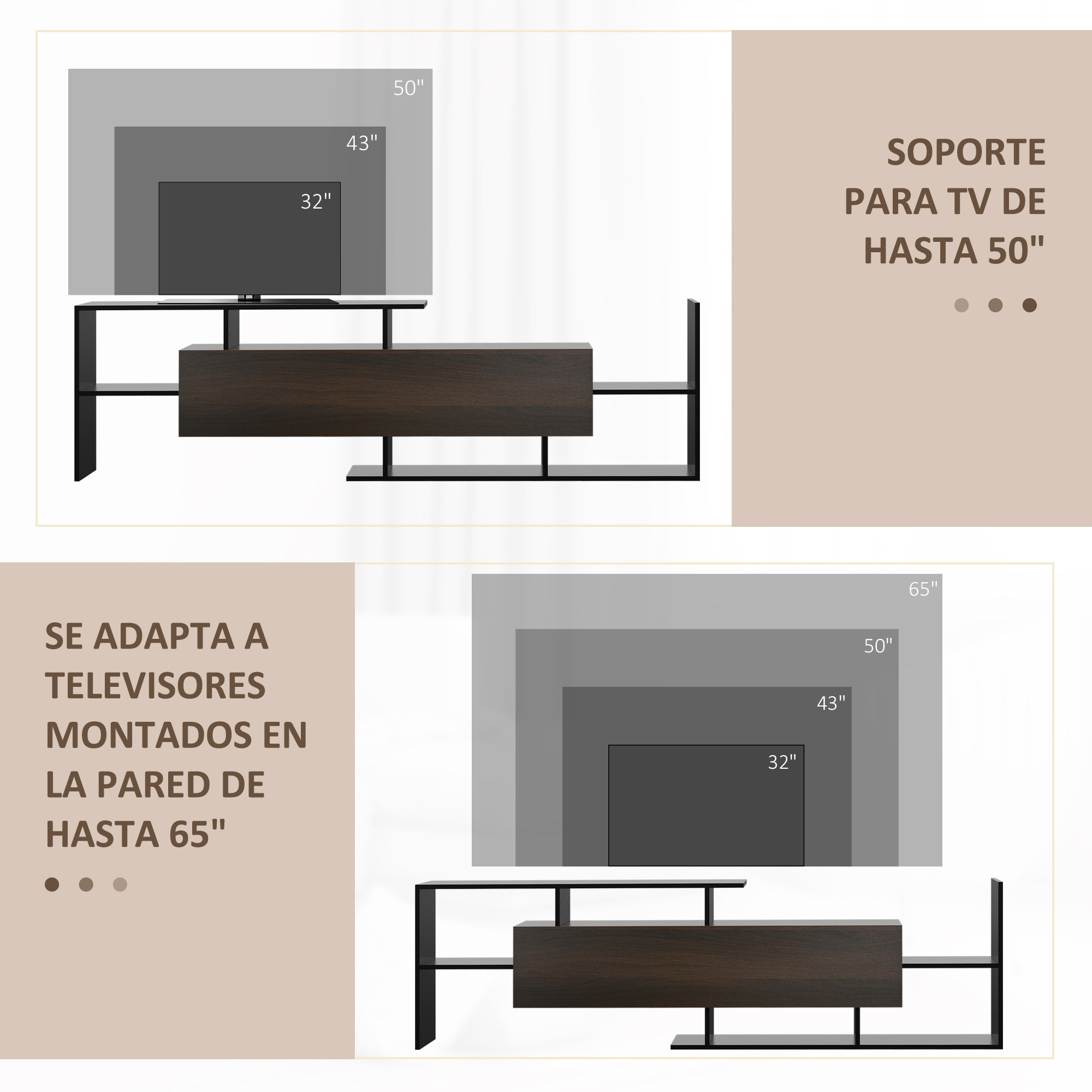 Muebles de Salón Conjunto Muebles de TV para Televisiones de Pared hasta 65" o de Pie hasta 40"con Mesa para Televisor 153,6x25x42 cm y Estante de Pared 150x14,5x16,3 cm Negro y Marrón