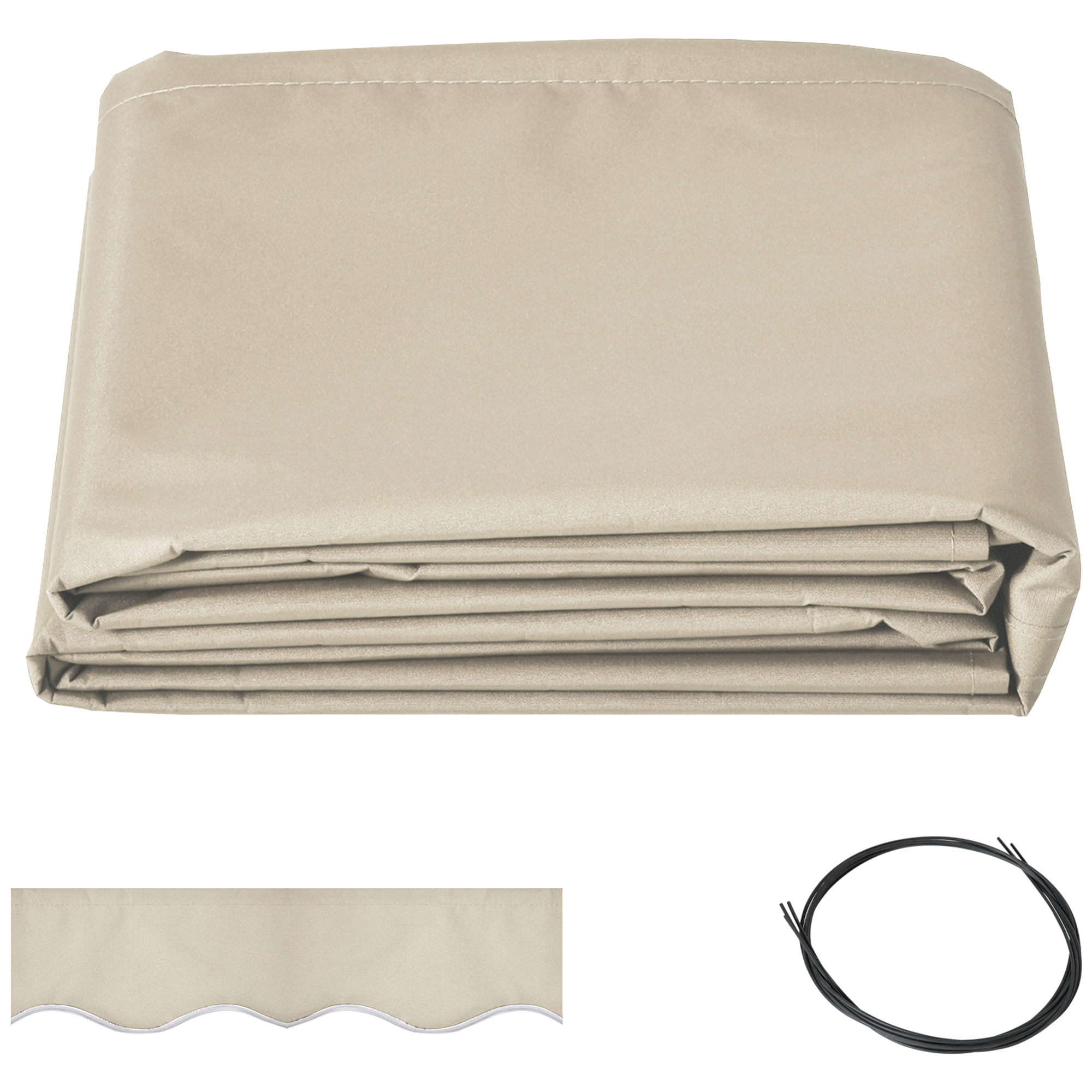 Toile de rechange store banne - lambrequin vagues douces - polyester haute densité 280 g/m² anti-UV dim. 2,82L x 2,4l (avancée) m beige