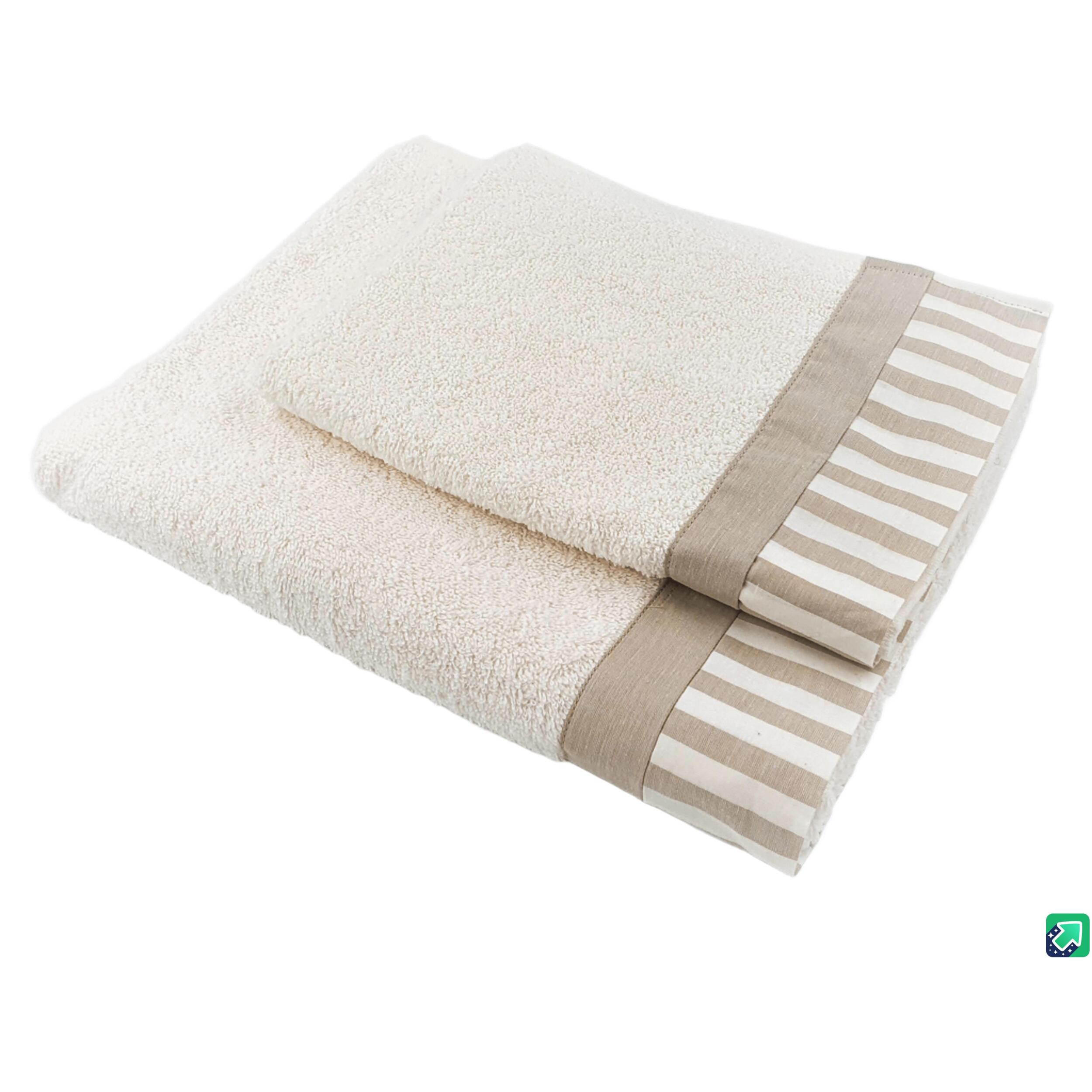 Set Spugna AMALFI 2 Pezzi: Viso+Ospite - Panna - 450 gr/m² - Puro Cotone