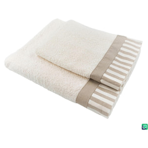 Set Spugna AMALFI 2 Pezzi: Viso+Ospite - Panna - 450 gr/m² - Puro Cotone