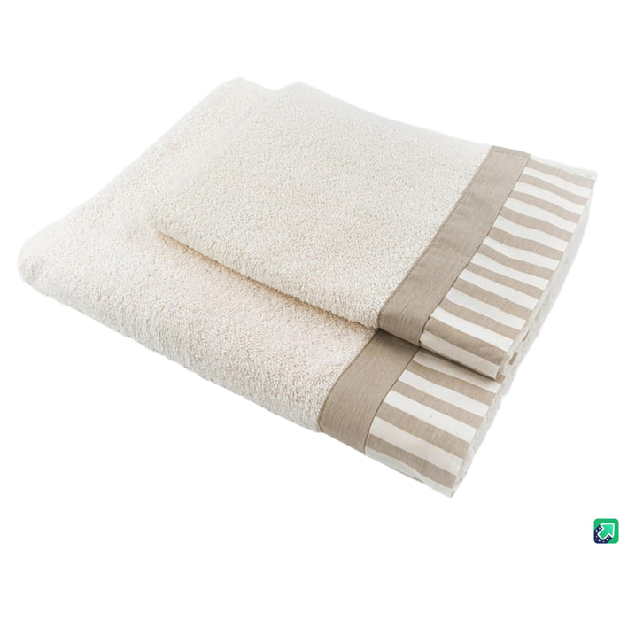 Set Spugna AMALFI 2 Pezzi: Viso+Ospite - Panna - 450 gr/m² - Puro Cotone