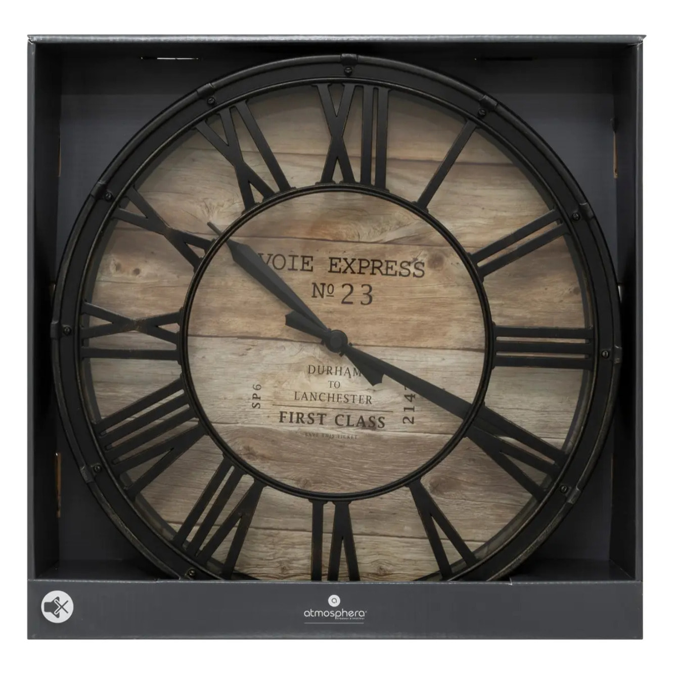 Horloge "Vintage" - noir & bois D39 cm