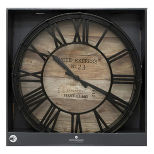 Horloge "Vintage" - noir & bois D39 cm