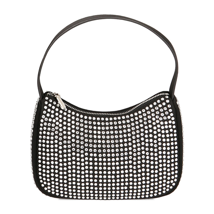 Mini hobo bag nera con strass