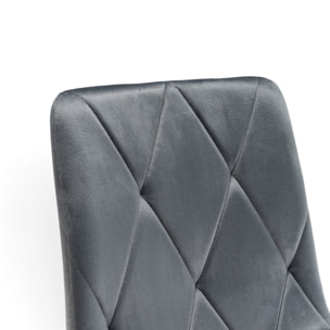 Set di 4 sedie CUENCA in tessuto effetto velluto grigio e gambe nere