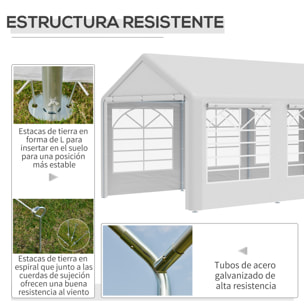 Carpa para Fiestas de Jardín 6x3m con 4 Paneles Laterales 2 Puertas y 6 Ventanas