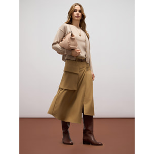 Oltre - Falda midi fluida en forma de A con panel - Marrón