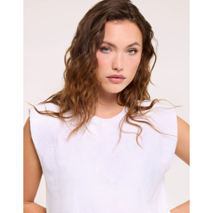 Camiseta Bordado Tropical en Blanco - Patchan