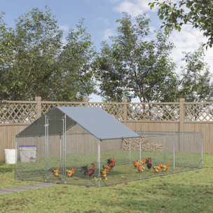 Enclos poulailler chenil 18 m² - parc grillagé dim 6L x 3l x 1,95H m - espace couvert - acier galvanisé
