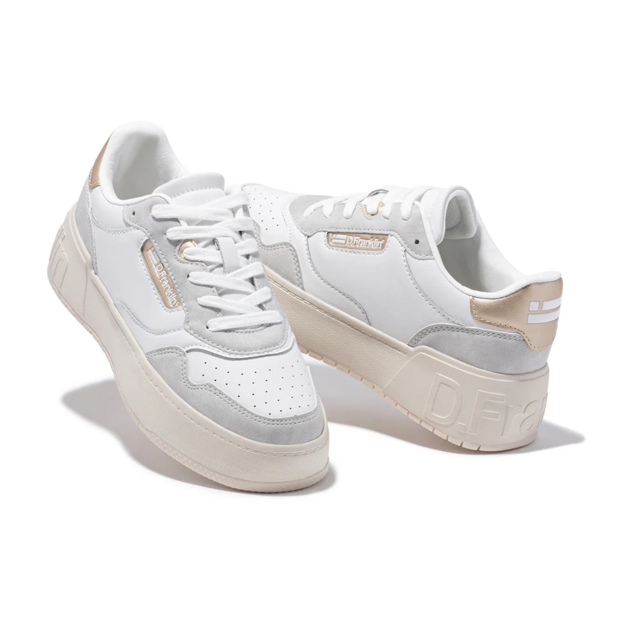 Zapatillas Deportivas Casual de Mujer Court Basic White / Gold D.Franklin