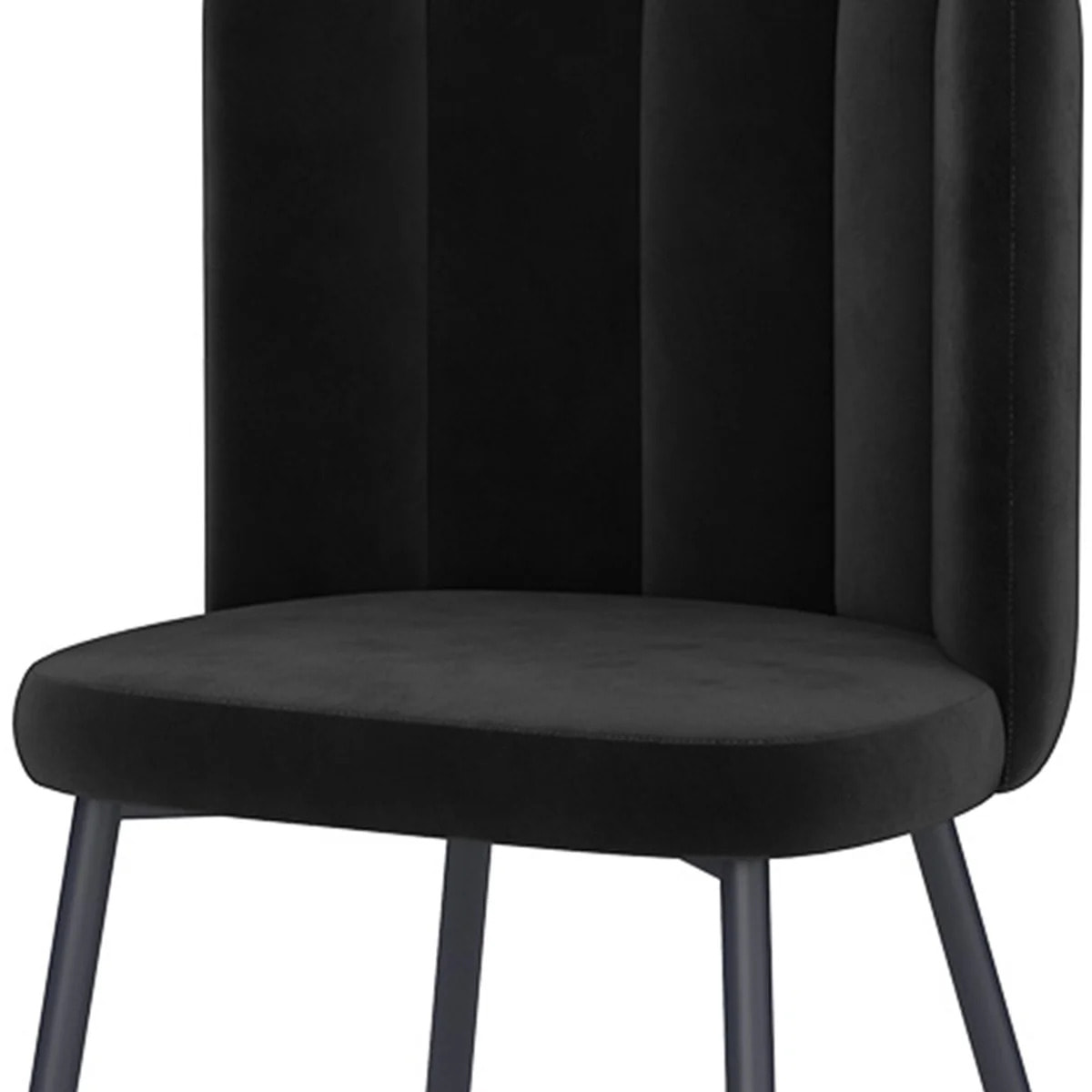 Lot de 2 chaises en velours noir et pieds en métal noir - Rosy
