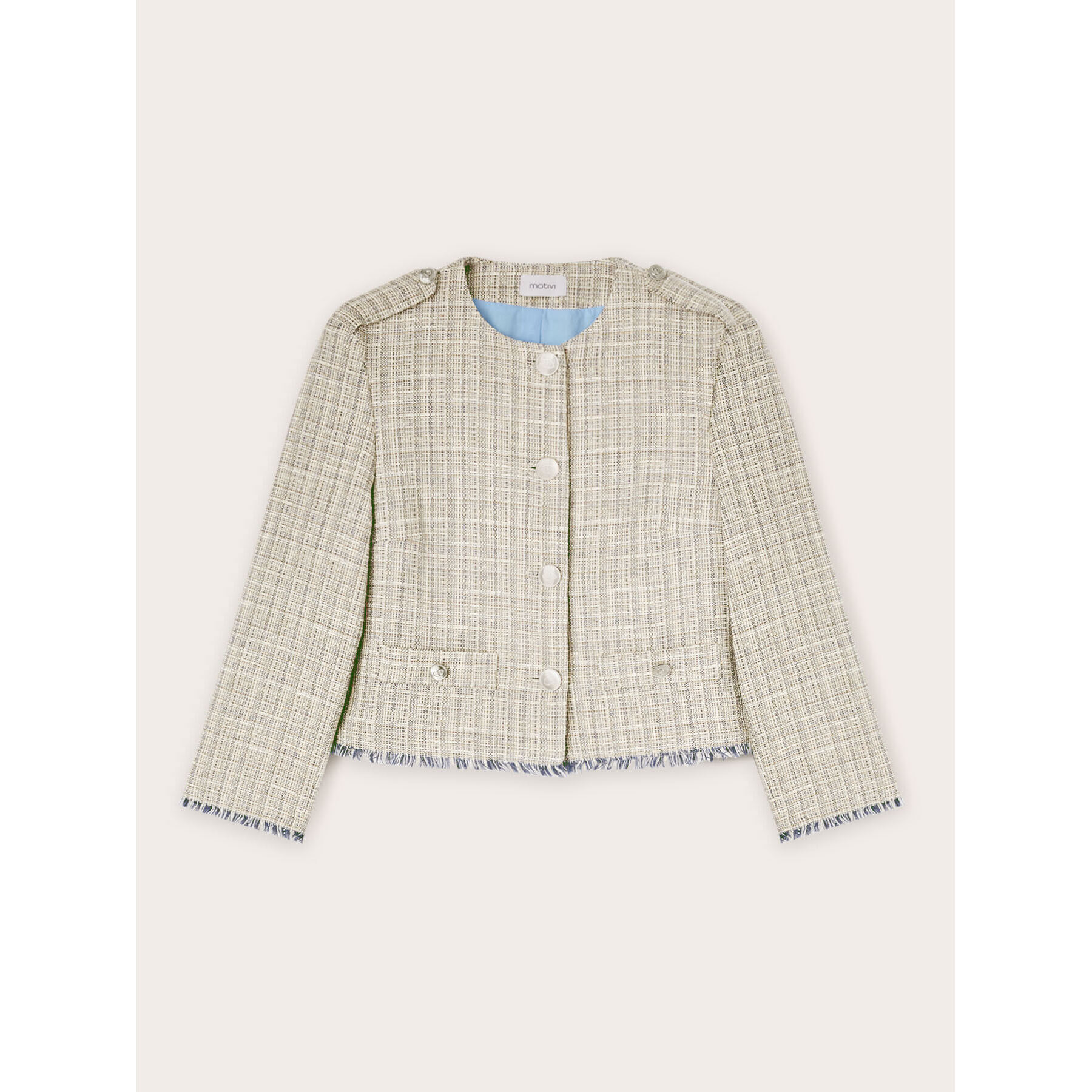 Motivi - Chaqueta corta de tweed y lúrex - Beige