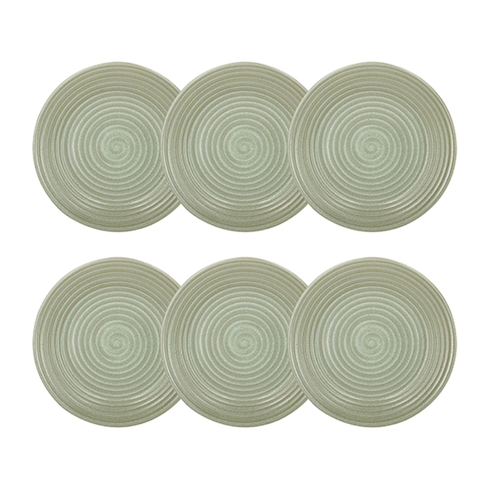 Lot de 6 assiettes plates 27cm en grès vert TURBOLINO