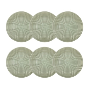 Lot de 6 assiettes plates 27cm en grès vert TURBOLINO