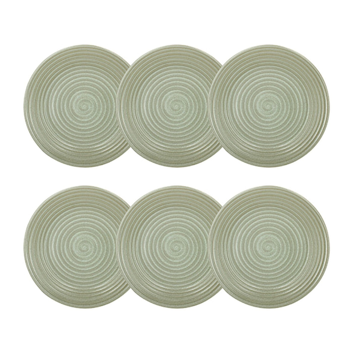Lot de 6 assiettes plates 27cm en grès vert TURBOLINO