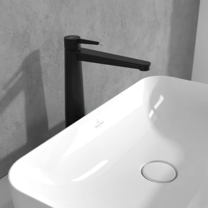 Mitigeur lavabo surélevé Conum avec vidage Push Open Matt Black