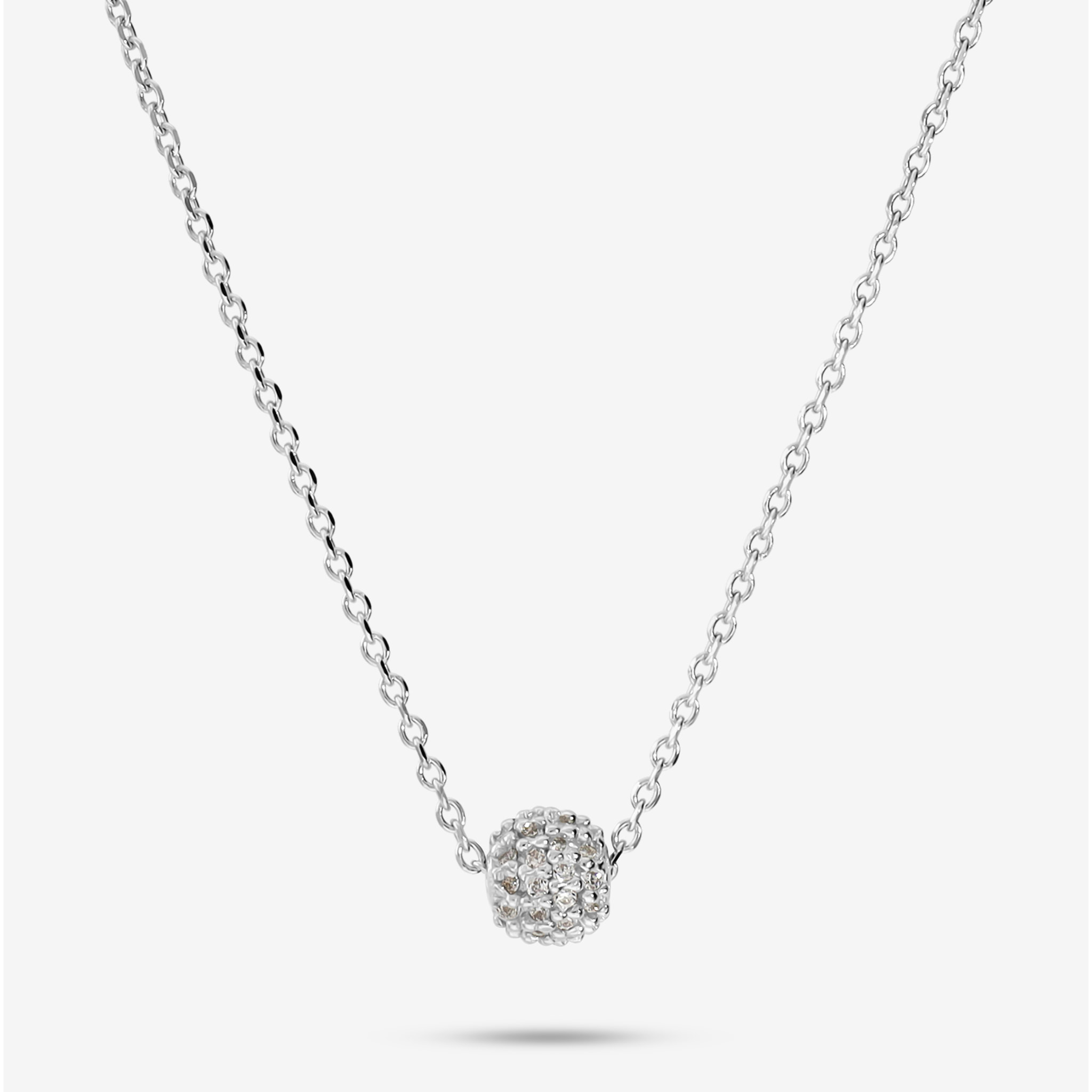 Collana in Argento 925 con Pendente Sferico in Pavé di Cubic Zirconia