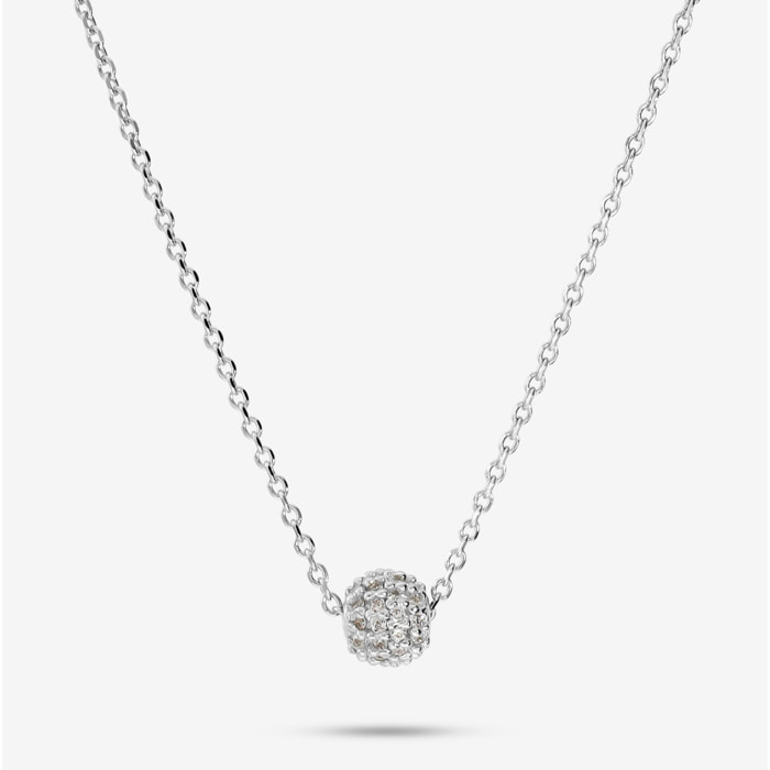 Collana in Argento 925 con Pendente Sferico in Pavé di Cubic Zirconia