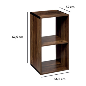 Étagère 2 cases indus Effet bois foncé Mix N' Modul