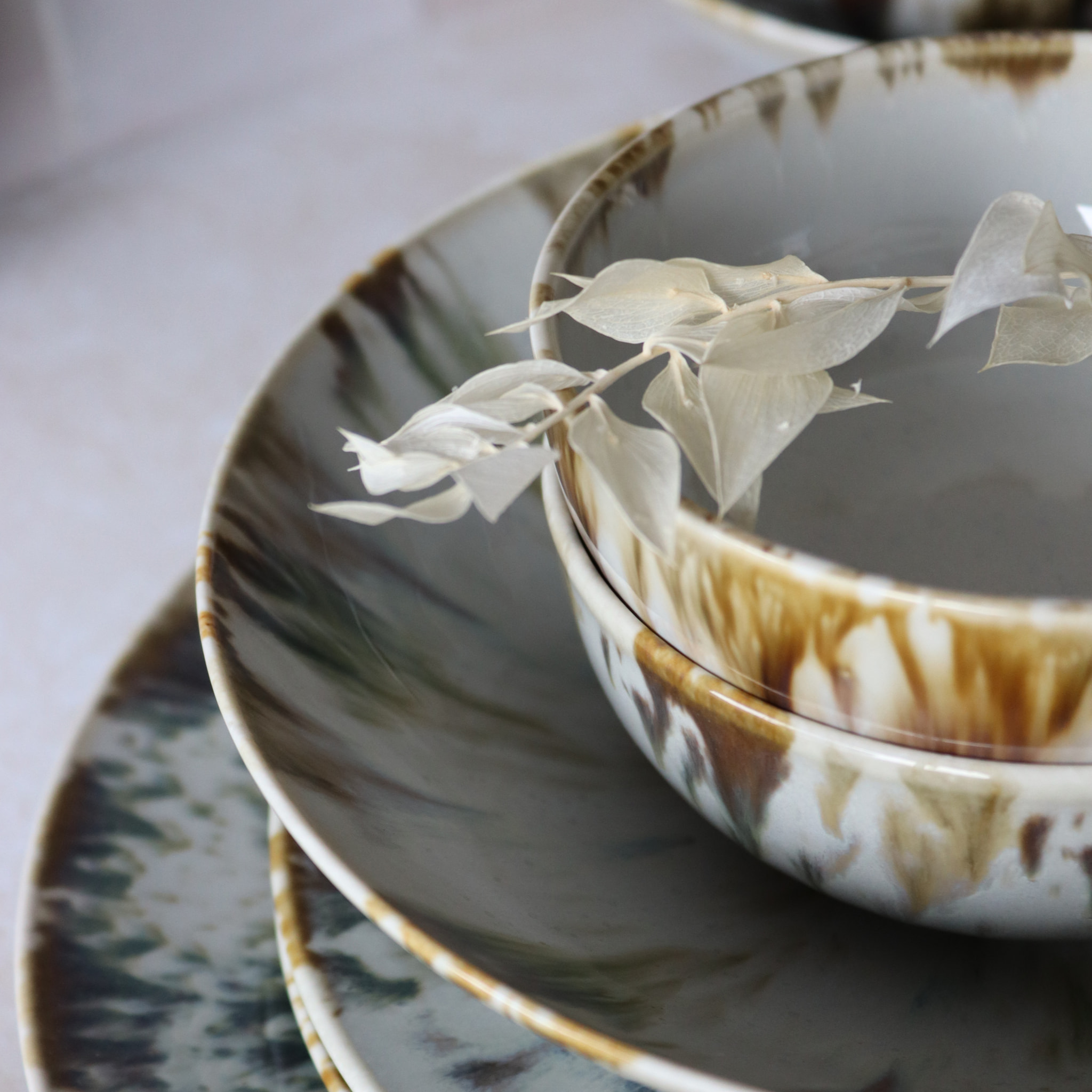 Lot de 6 coupelles abstraites en porcelaine beige 16cm MAKA